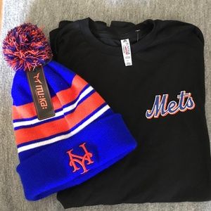 New York Mets embroidered knit hat and shirt